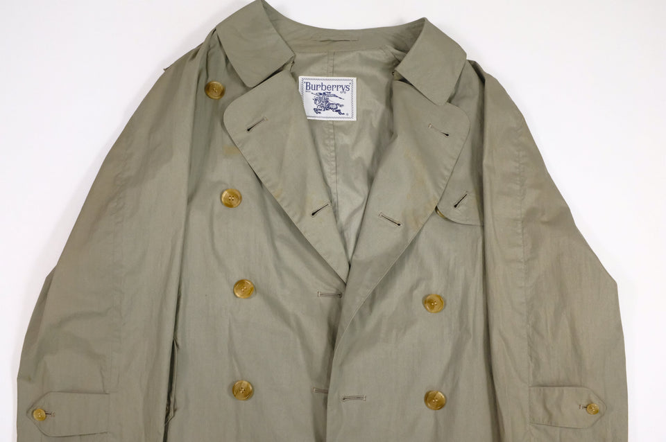 Burberry Trench Coat in Khaki Green Cotton