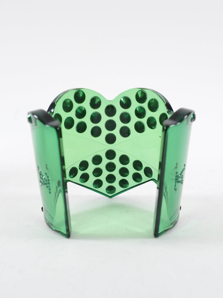 Louis Vuitton Green Acrylic Resin Crystal Studded Heart Cuff Bracelet