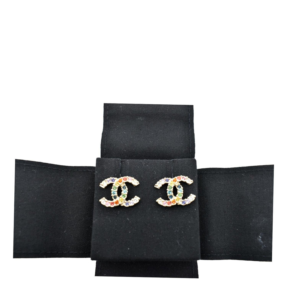 Chanel CC Over The Rainbow Crystal Earring Gold Multicolor