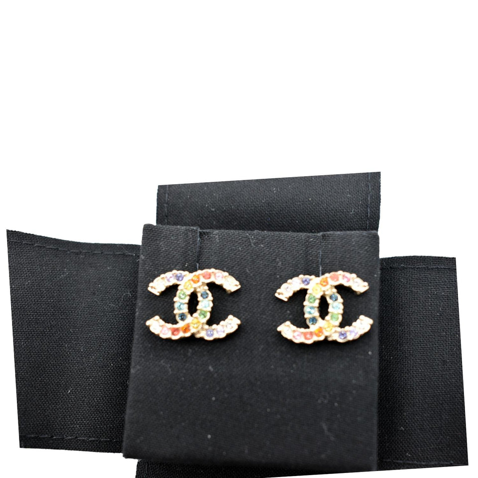Chanel CC Over The Rainbow Crystal Earring Gold Multicolor