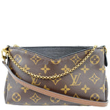 Louis Vuitton Pallas Monogram Canvas Clutch Crossbody Bag Brown