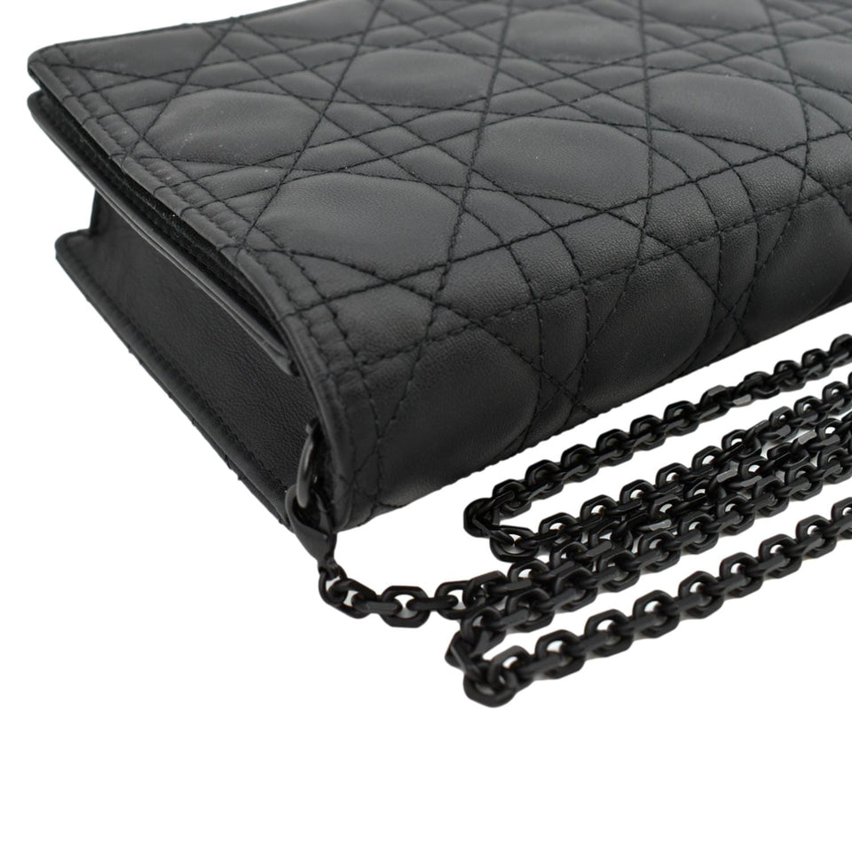 Christian Dior Lady Dior Cannage Leather Crossbody Chain wallet Black