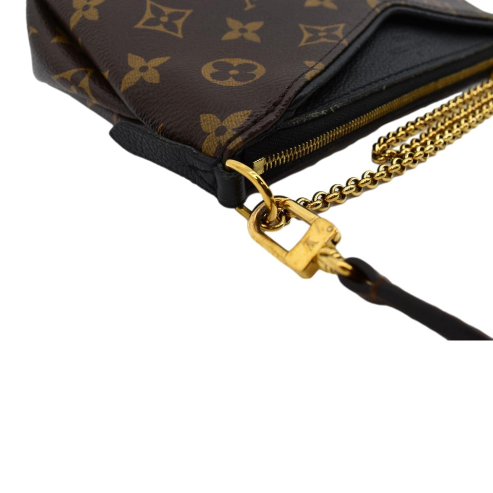 Louis Vuitton Pallas Monogram Canvas Clutch Crossbody Bag Brown