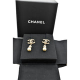 Chanel Pearl Drop Crystal Earring Gold