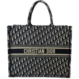 Christian Dior Large Book Oblique Embroidered Canvas Tote Bag Multicolor
