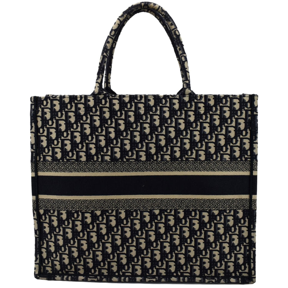 Christian Dior Large Book Oblique Embroidered Canvas Tote Bag Multicolor