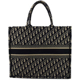 Christian Dior Large Book Oblique Embroidered Canvas Tote Bag Multicolor