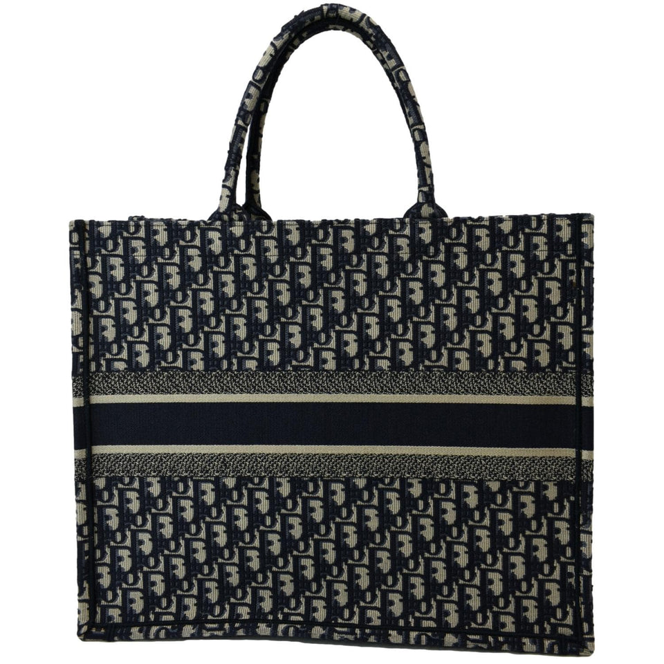 Christian Dior Large Book Oblique Embroidered Canvas Tote Bag Multicolor