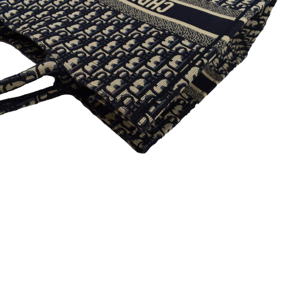 Christian Dior Large Book Oblique Embroidered Canvas Tote Bag Multicolor
