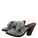 Luxury Burberry Pewter Melange Leather Fabric Heel Size 36.5