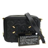 Chanel CC Filigree Vanity Quilted Caviar Leather Clutch Shoulder Bag Black