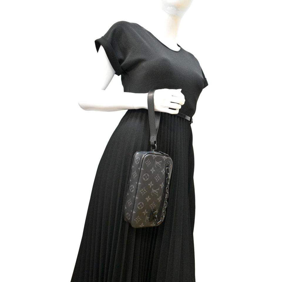 Louis Vuitton Volga Monogram Eclipse Pochette Clutch Bag Black