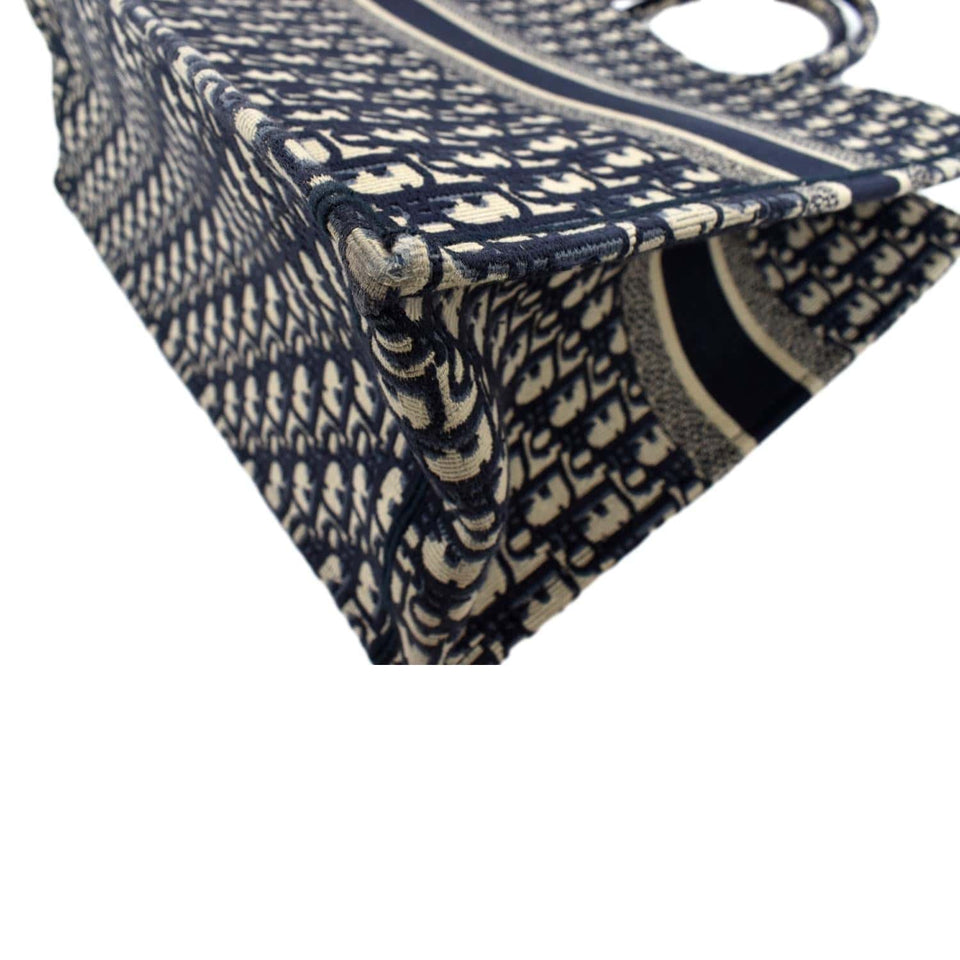 Christian Dior Large Book Oblique Embroidered Canvas Tote Bag Multicolor