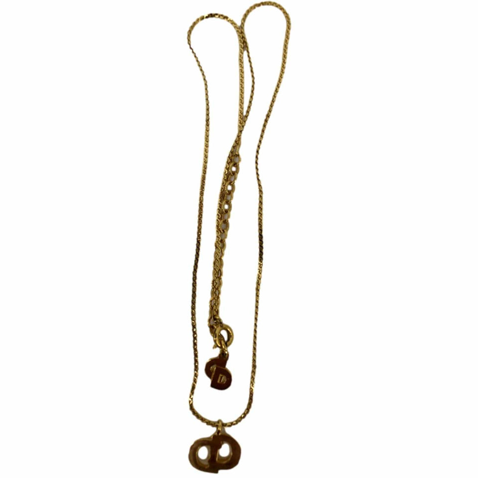 CHRISTIAN Women Dior CD Logo Necklace Gold