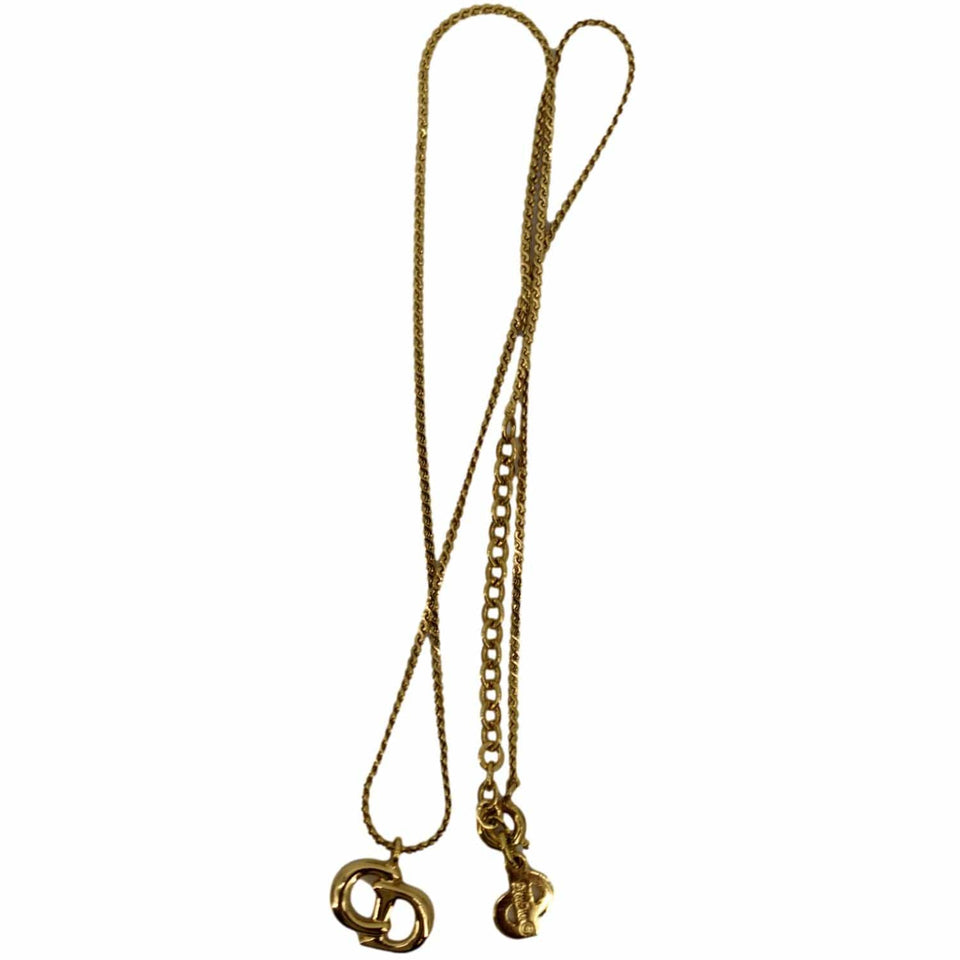 CHRISTIAN Women Dior CD Logo Necklace Gold