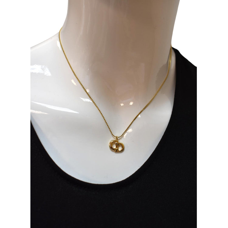 CHRISTIAN Women Dior CD Logo Necklace Gold