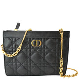 Christian Dior Caro Cannage Calfskin Zipped Pouch Black