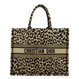 Christian Dior Leopard Large Book Mizza Embroidered Tote Bag Beige