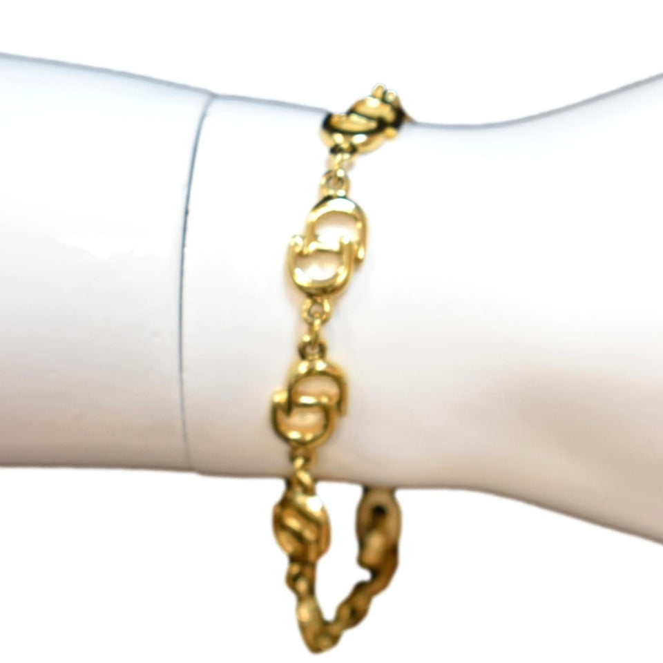 Christian Dior  CD Logo Chain Link Short Bracelet Gold