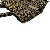 Christian Dior Leopard Large Book Mizza Embroidered Tote Bag Beige