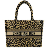 Christian Dior Leopard Medium Book Mizza Embroidered Tote Bag Beige