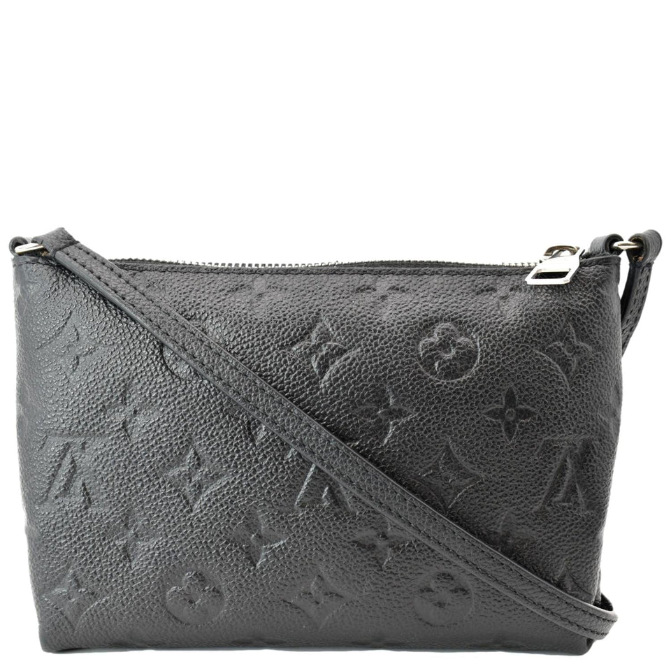 Louis Vuitton Pallas Monogram Empreinte Clutch Crossbody Bag Black