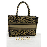Christian Dior Leopard Medium Book Mizza Embroidered Tote Bag Beige