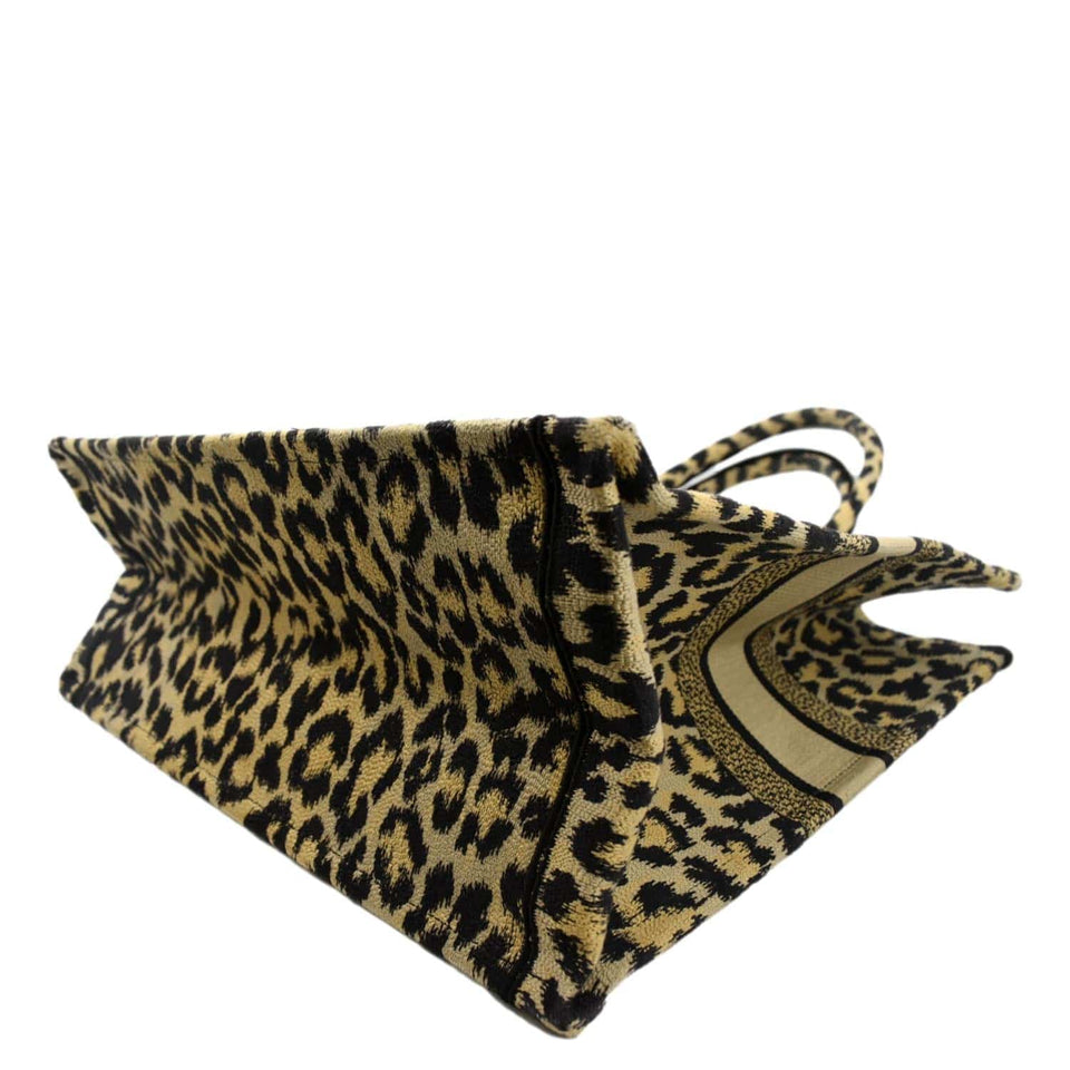 Christian Dior Leopard Large Book Mizza Embroidered Tote Bag Beige