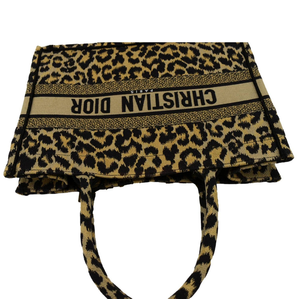 Christian Dior Leopard Medium Book Mizza Embroidered Tote Bag Beige