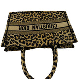 Christian Dior Leopard Medium Book Mizza Embroidered Tote Bag Beige