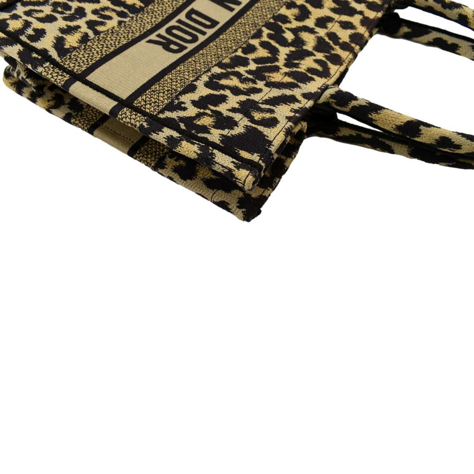 Christian Dior Leopard Medium Book Mizza Embroidered Tote Bag Beige
