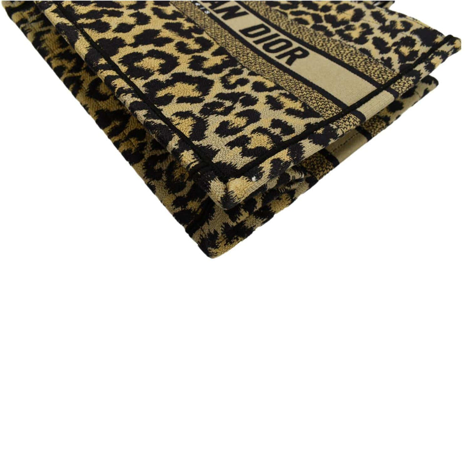 Christian Dior Leopard Medium Book Mizza Embroidered Tote Bag Beige