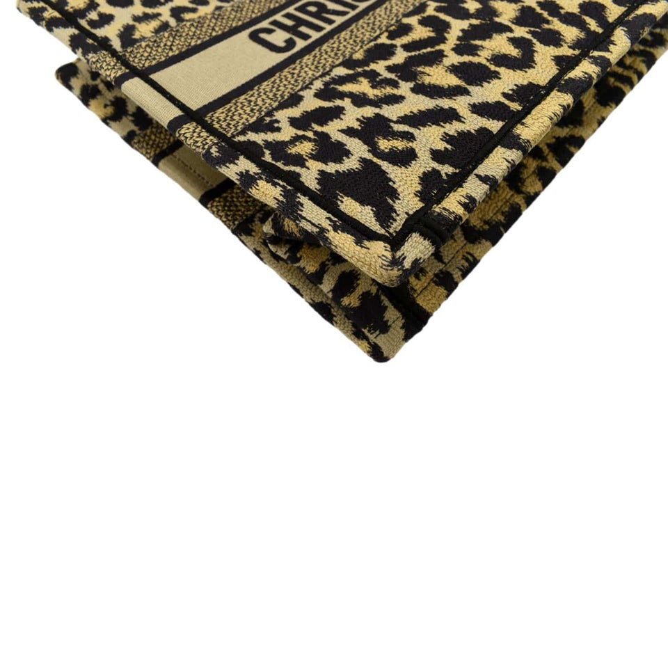 Christian Dior Leopard Medium Book Mizza Embroidered Tote Bag Beige
