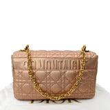 Christian Dior Medium Caro Iridescent Leather Shoulder Bag Metallic Pink