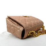 Christian Dior Medium Caro Iridescent Leather Shoulder Bag Metallic Pink