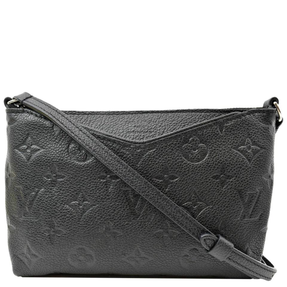 Louis Vuitton Pallas Monogram Empreinte Clutch Crossbody Bag Black