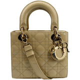 Christian Dior Lady Dior Small Patent Leather Shoulder Bag Beige