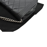 Chanel Boy Woc Lambskin Leather Wallet On Chain Clutch Bag Black