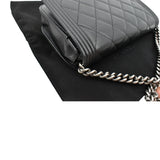 Chanel Boy Woc Lambskin Leather Wallet On Chain Clutch Bag Black
