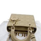 Christian Dior Lady Dior Small Patent Leather Shoulder Bag Beige