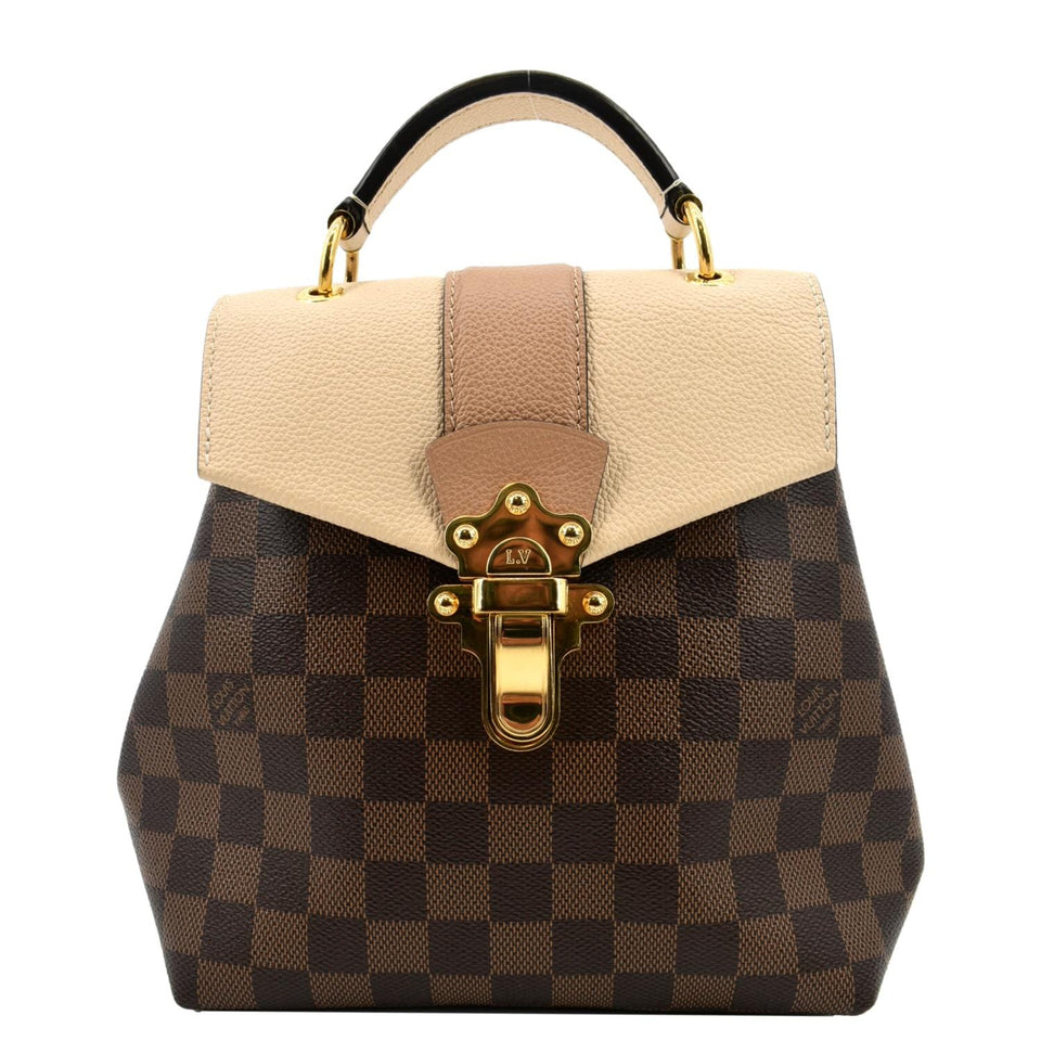 Louis Vuitton Clapton Damier Ebene Backpack Bag Creme Beige