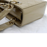 Christian Dior Lady Dior Small Patent Leather Shoulder Bag Beige