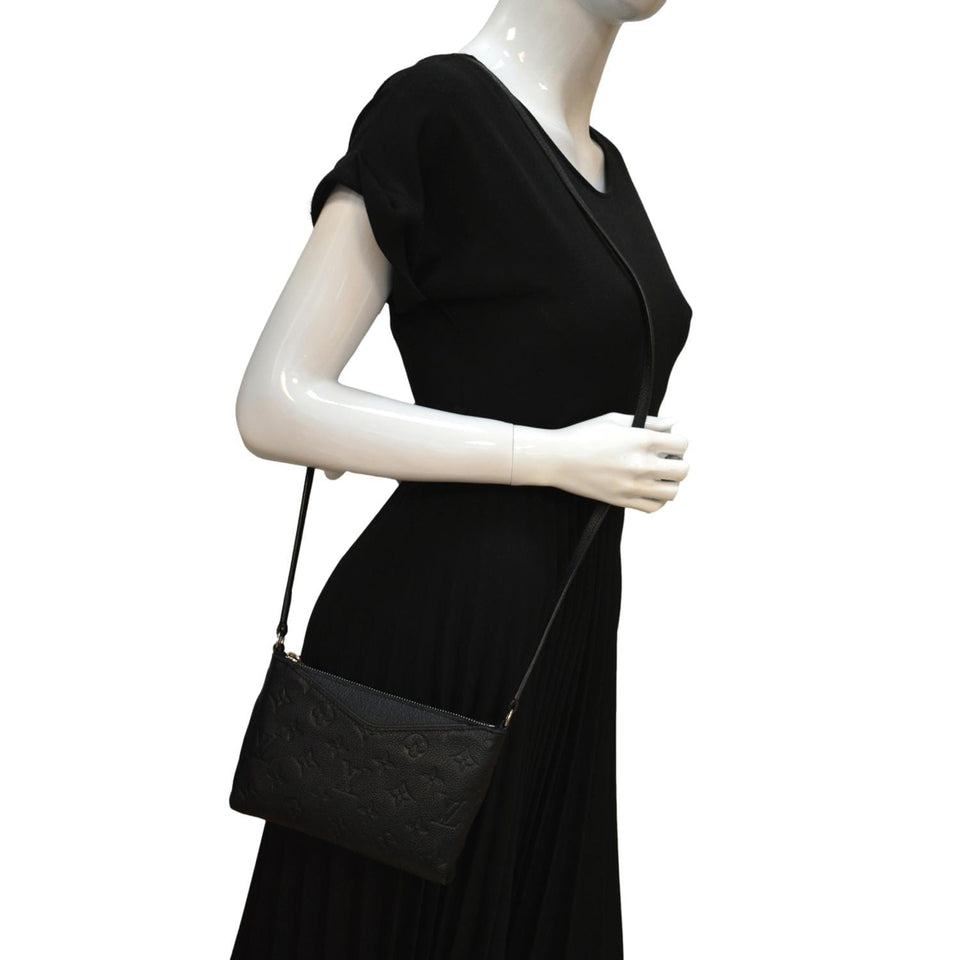 Louis Vuitton Pallas Monogram Empreinte Clutch Crossbody Bag Black