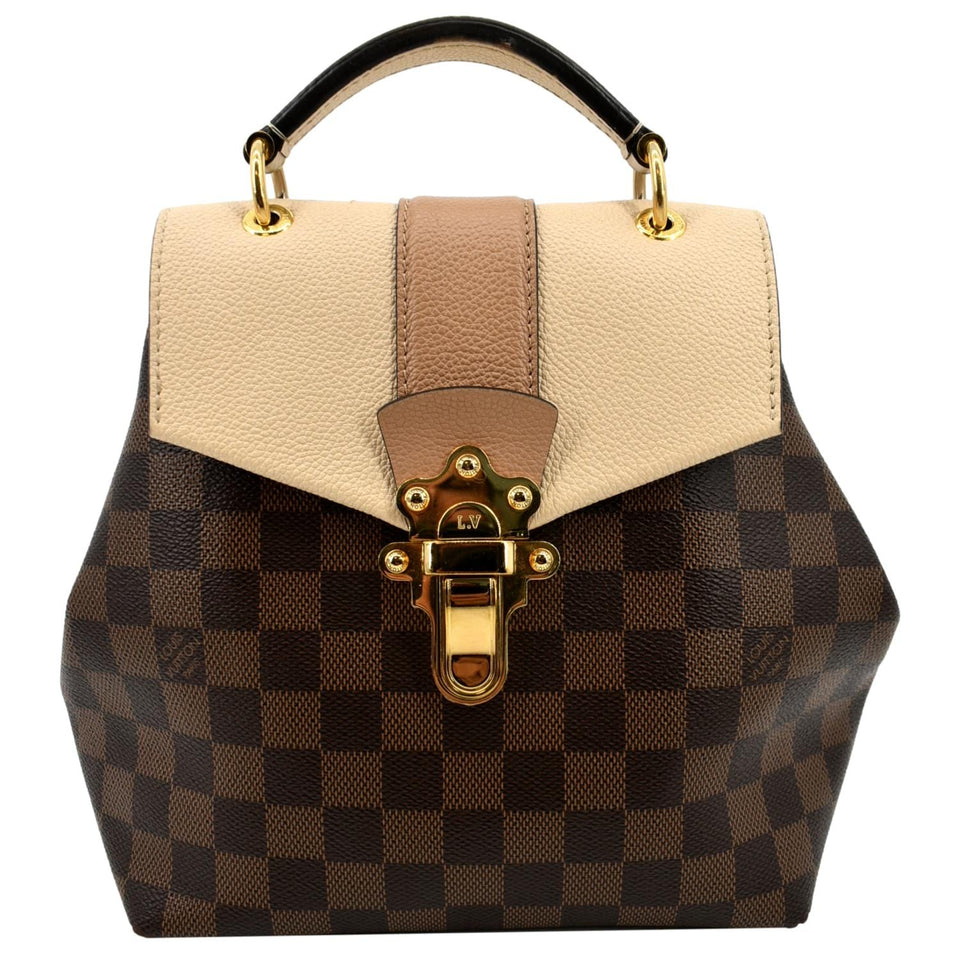 Louis Vuitton Clapton Damier Ebene Backpack Bag Creme Beige