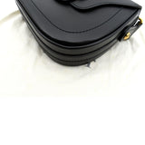 Christian Dior D Fence Calfskin Leather Saddle Bag Black