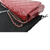 Chanel Classic Flap Quilted Patent Leather Chain Clutch Bag Red
