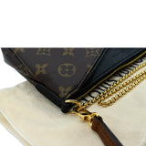Louis Vuitton Pallas Monogram Canvas Clutch Crossbody Bag Brown