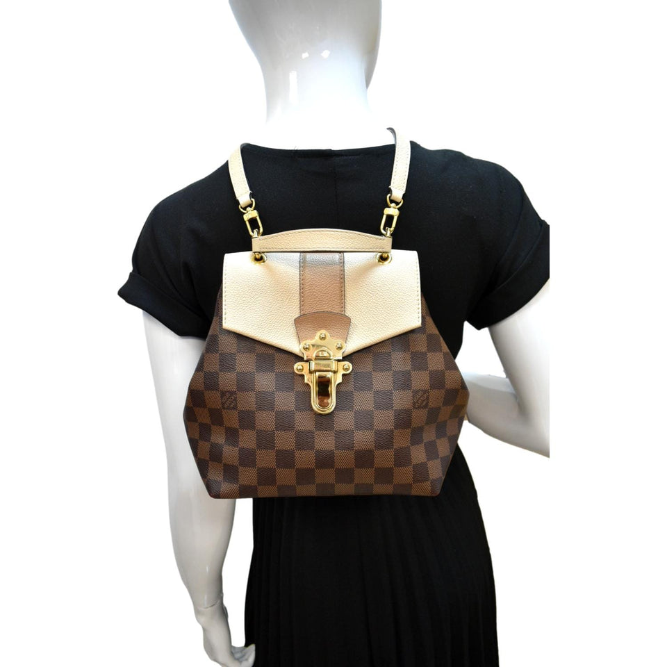 Louis Vuitton Clapton Damier Ebene Backpack Bag Creme Beige