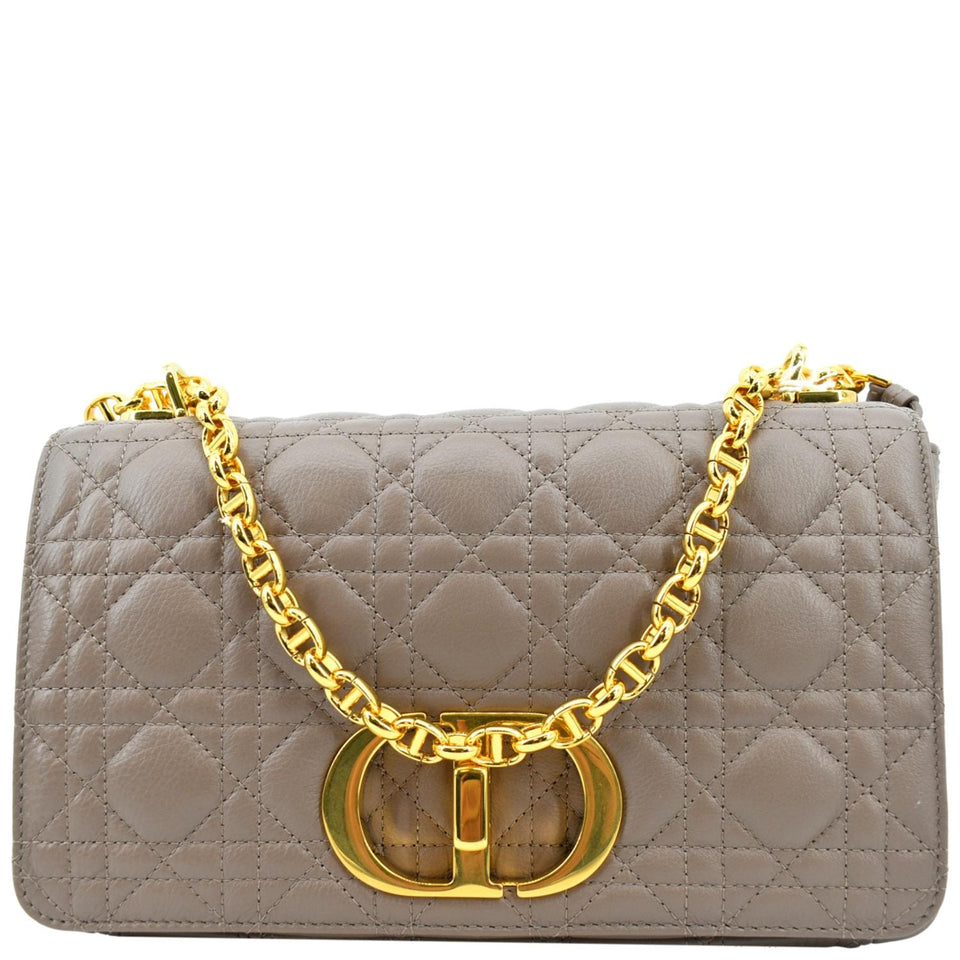 Christian Dior Caro Iridescent Leather Shoulder Bag Metallic Pink