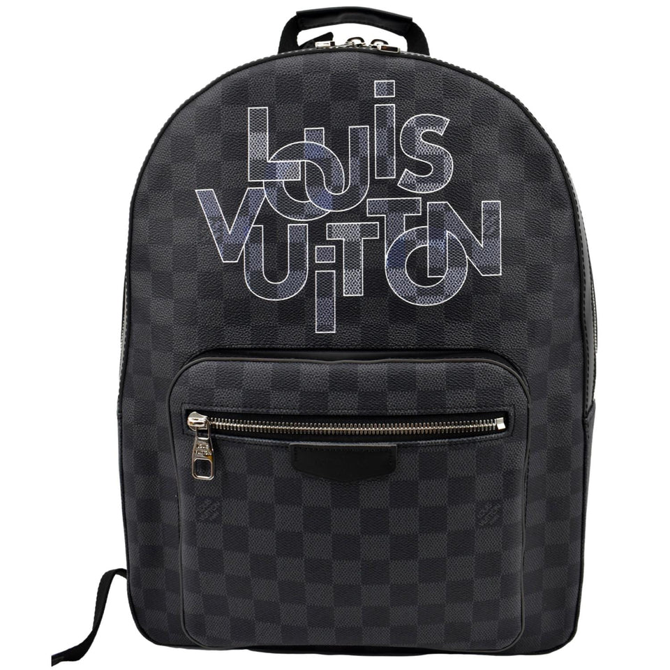 Louis Vuitton Josh Interlinked Logo Damier Graphite Backpack Black